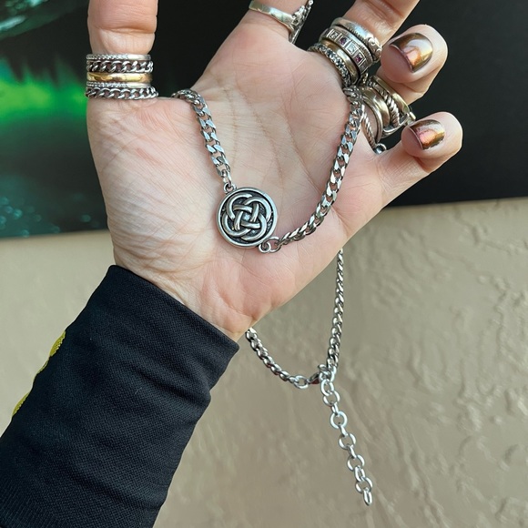 Handmade celtic knot coin cuban chain link stainless steel choker necklace - Picture 10 of 13